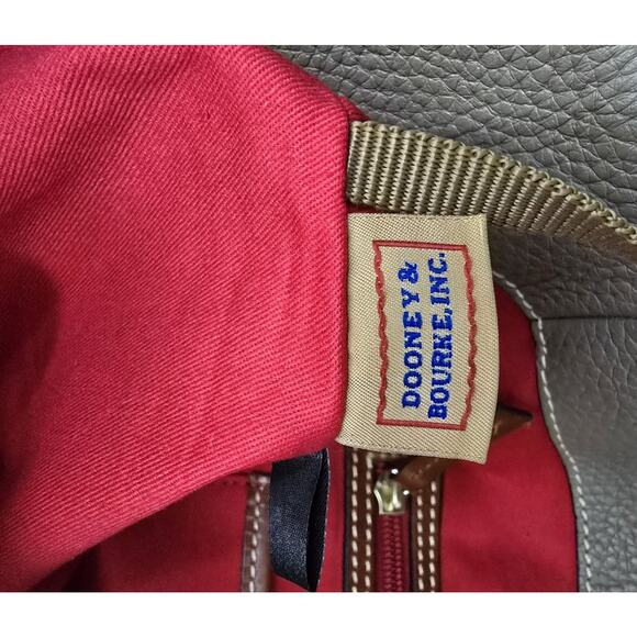 Dooney and Bourke Pebble Grain Logo Lock Tote Shoulder Purse Bag Taupe/Elephant - Picture 14 of 15